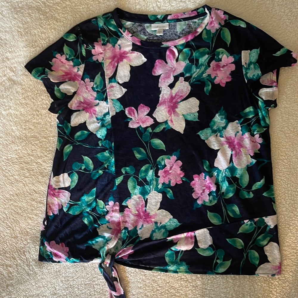 J Jill Linen Floral Top Size M NWOT